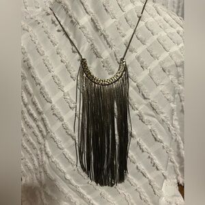 Elegant Gunmetal Fringe Necklace
